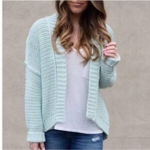 Moth Anthropologie Mint Green Chunky Knit Oversize Cocoon Cardigan Size XS Fall